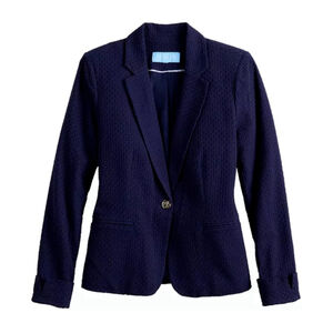 Draper James Navy Textured One Button Notched Collar Blazer Size XS NWT
